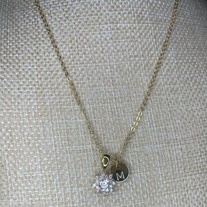 Gold Dainty Personalized Necklace (Initial M)